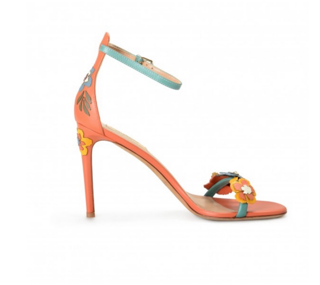 Floral Embellished Leather Sandals