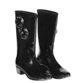 Black Rubber Camellia Rain Boots