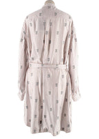 Burberry Pink and White Striped Elina Logo Print Shirt Dress