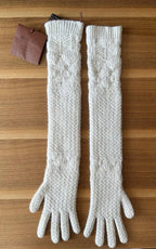 Loro Piana White Long Cashmere Gloves