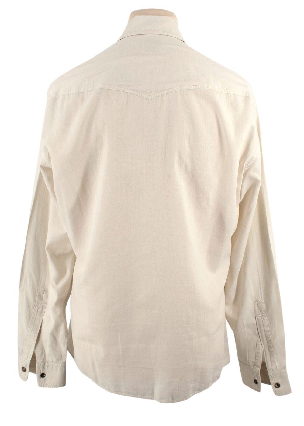 Brunello Cucinelli Cream Button-down Cotton Shirt