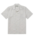 Canali Grey Botanical Pattern Short Sleeve Linen Shirt