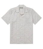 Canali Grey Botanical Pattern Short Sleeve Linen Shirt