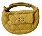 Chanel Yellow Caviar Leather Polly Pocket  Hobo Pouch