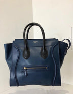 Blue Leather Mini Luggage Tote