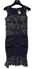 Silk Tweed Navy Dress