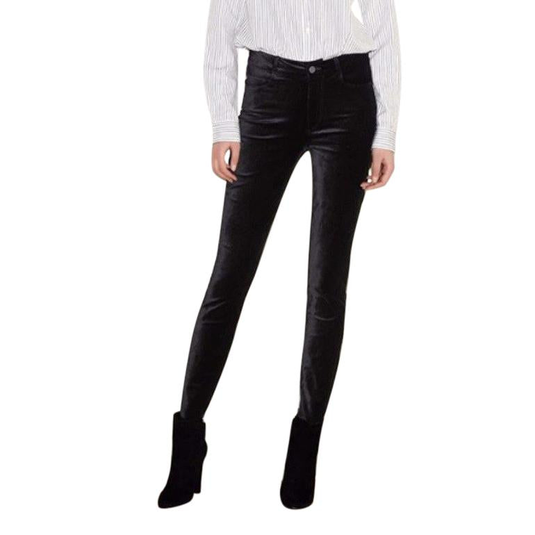 Paige Black Velvet Hoxton Ultra Skinny Pants