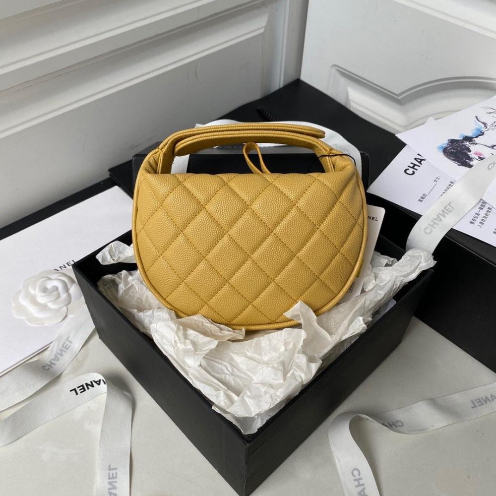 Chanel Yellow Caviar Leather Polly Pocket  Hobo Pouch