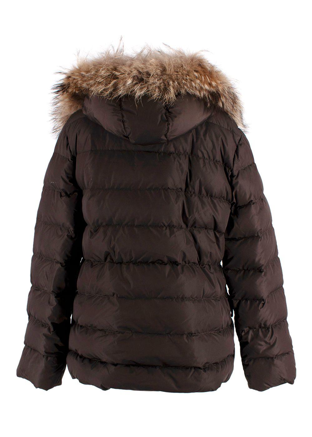 Moncler Brown Puffer Jacket with Fur Trim