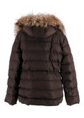Moncler Brown Puffer Jacket with Fur Trim