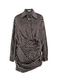 Magda Butrym Brown Polka-dot Silk Shirt Dress