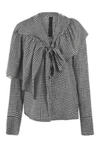 Prince of Wales Check Draped Blouse