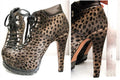 Azzedine Alaia Leopard Calf Hair Lace Up Ankle Boots