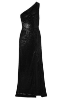 Haney Black Sequin One Shoulder Gown