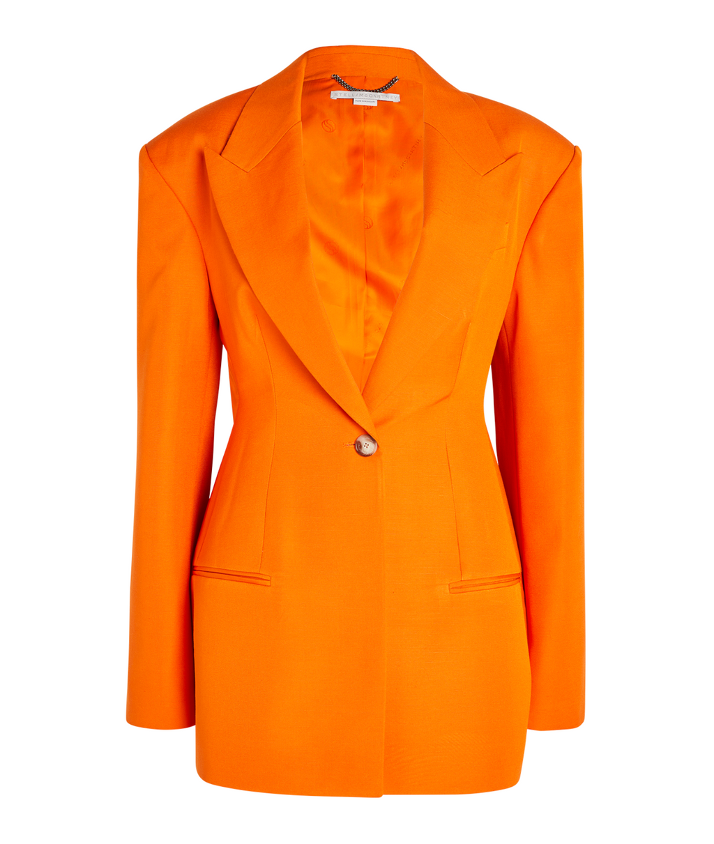 Stella McCartney Peak-Lapel Padded-Shoulder Woven Blazer