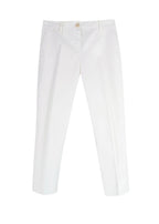 White Cotton Straight Cropped Trousers
