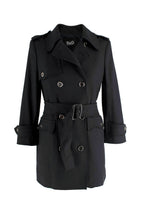 Dolce & Gabbana Black Belted Pure Wool Double Breasted  Trench Coat