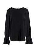 Frame Black Silk Voluminous Cuff Blouse