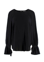 Frame Black Silk Voluminous Cuff Blouse