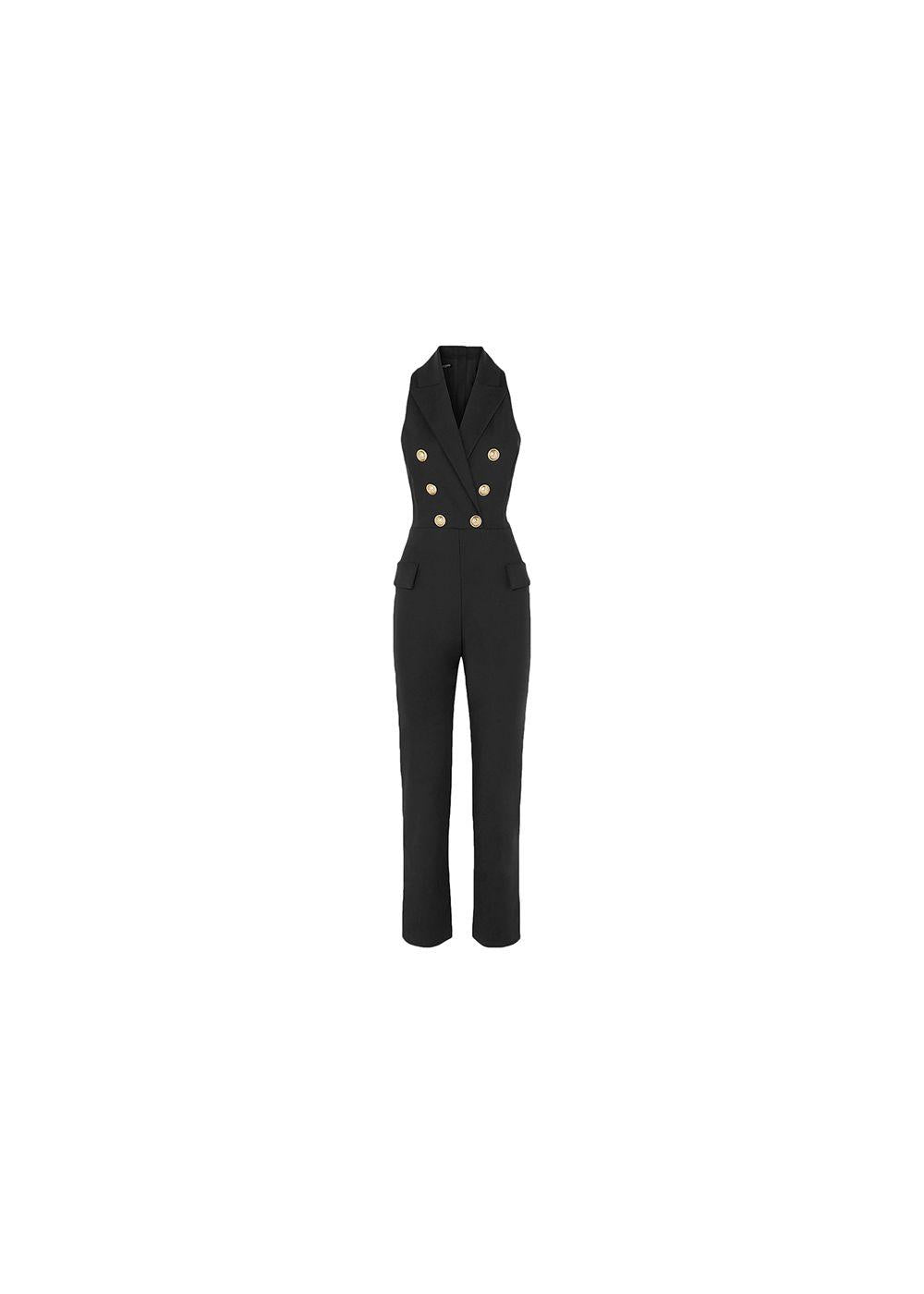 sleeveless double breasted jumpsuit