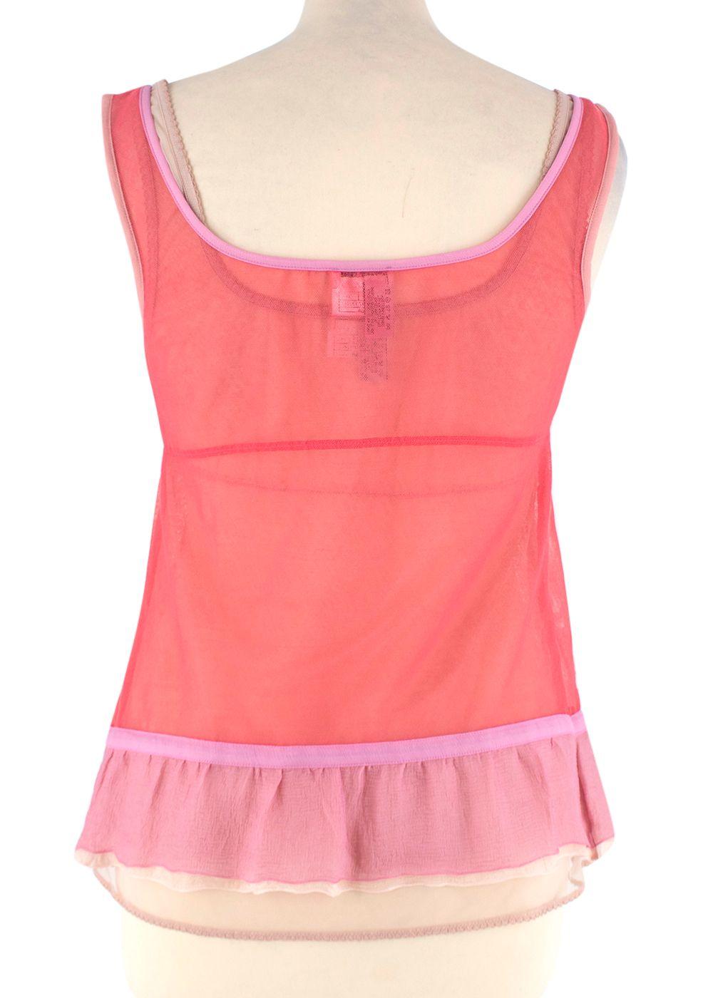 Chanel  Pink and Nude Sheer Net Double Top