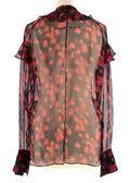 Givenchy Red and Black Floral Sheer Silk Blouse