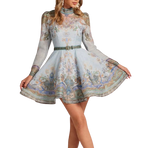 Paisley Linen And Organza Dress