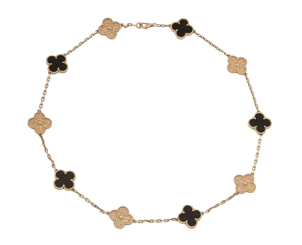 Van  Cleef and Arpels  Vintage Alhambra Necklace in Bois d'Amourette 10 Motifs