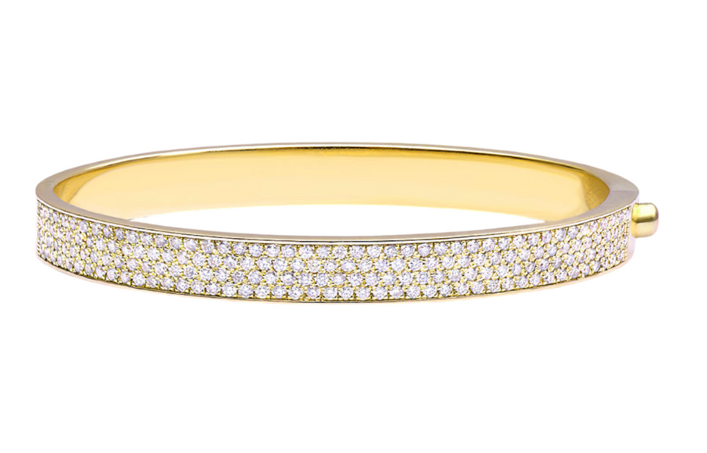 Helena Joy Iris Wide Bangle Yellow Gold Diamond