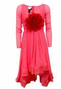 Giambattista Valli Pink Flower Embellishment Bouganville Silk Georgette Dress