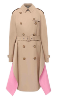 Burberry Soft Fawn Cape Trench Coat with Contrast Detail