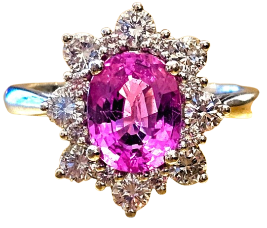 Bespoke Madagascan Sapphire And Diamond Ring Pink