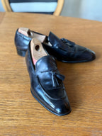 Black Leather Apron Tassel Loafers