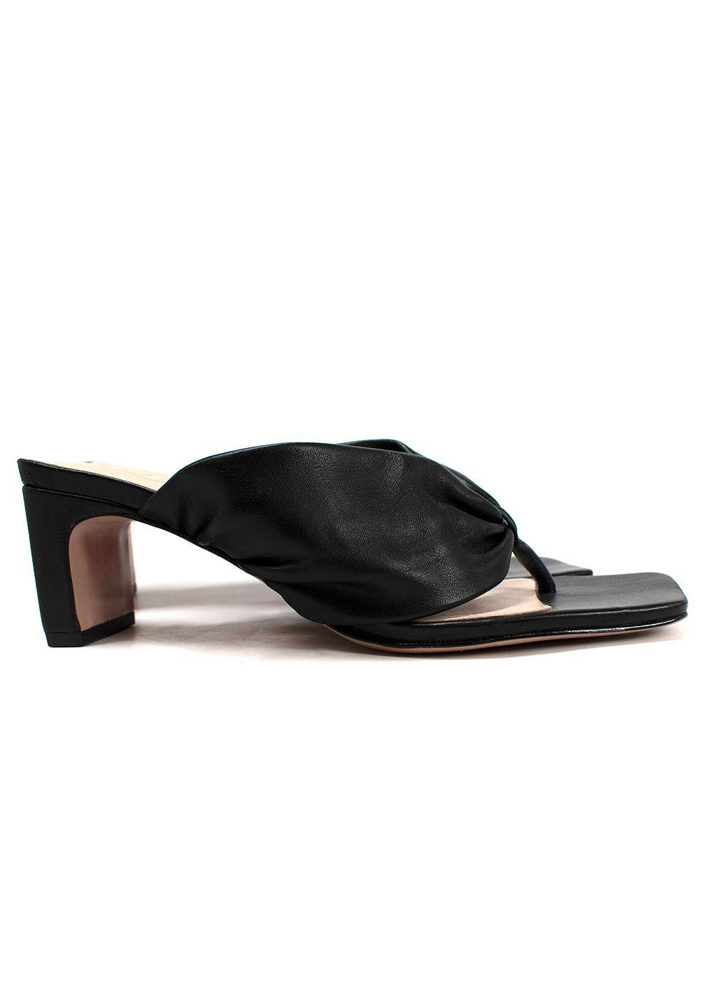 Porte & Paire Black Leather Mules