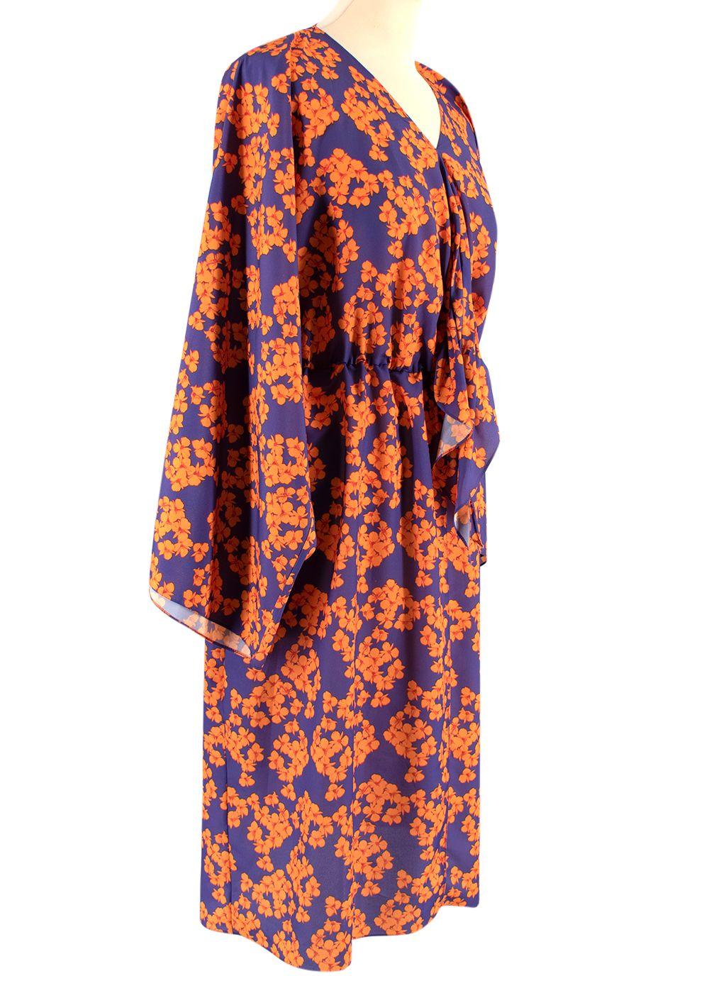 Orange and Purple Floral-print Dress