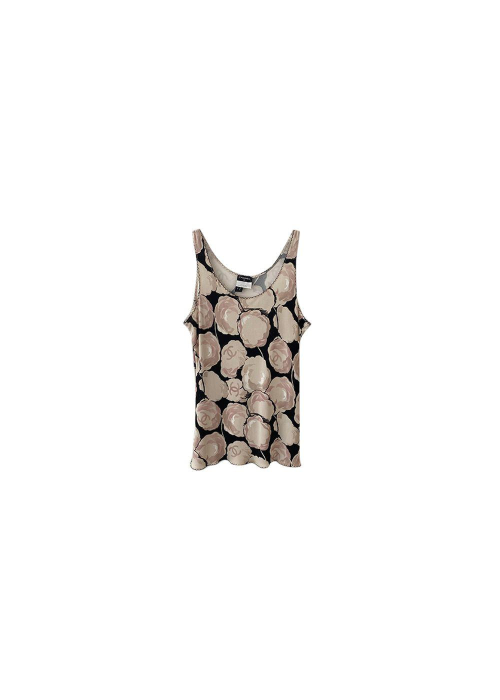 Vintage Camelia print jersey tank top