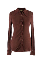 Dodo Bar Or Chocolate Brown Paya Ribbed Silk Shirt