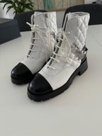 Chanel Quilted Leather Lace Up Boots