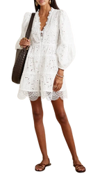 Waimari White Embroidered Mini Dress