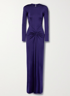 Victoria Beckham Open-Back Gathered Stretch-Satin Jersey Gown