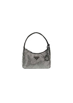 Black Satin Crystal Embellished Re-Edition 2000 Mini Bag