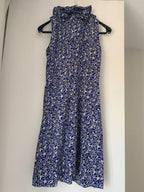 Marni Blue & White Print Ruffled Dress