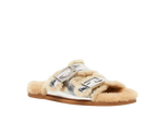 Fendi Shealing Lined Silver Slides