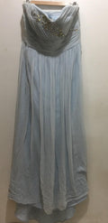 Marchesa Notte light-blue embellished strapless gown