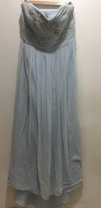 Marchesa Notte light-blue embellished strapless gown