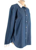 Navy White Collar  Shirt