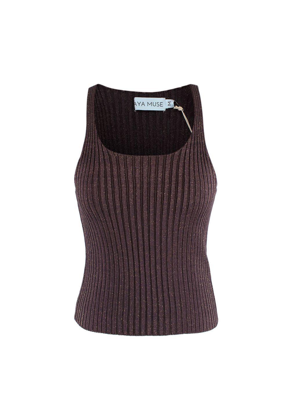 Aya Muse Brown Lurex Ribbed Knit Vest