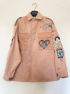 Pale pink cotton twill embellished jacket