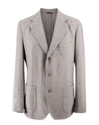 Loro Piana Grey Check Wool Single-breasted Blazer