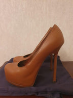 Yves Saint Laurent Brown Vintage Tribtoo Pumps